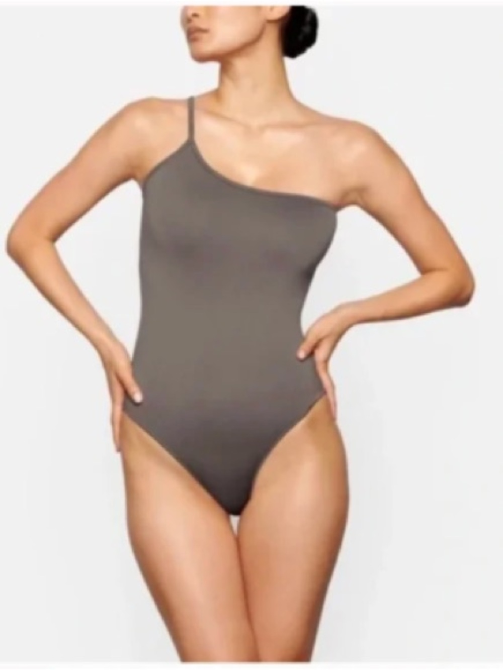 Skims one shoulder bodysuit (bone)